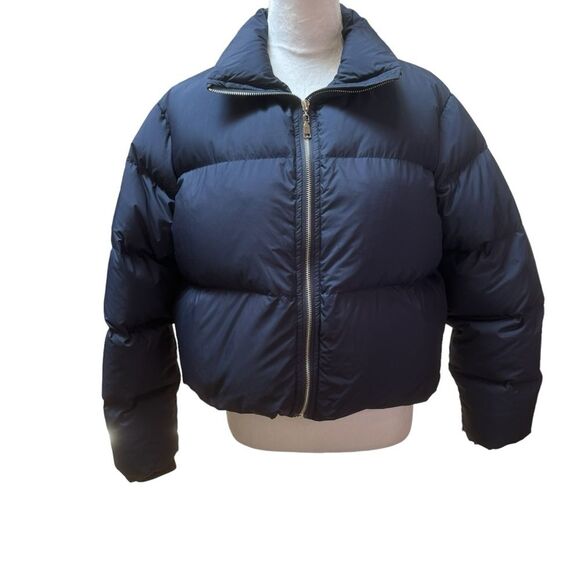 Meaolike Navy Cropped Puffer  Preppy Winter Jacket Size XL - Picture 1 of 11